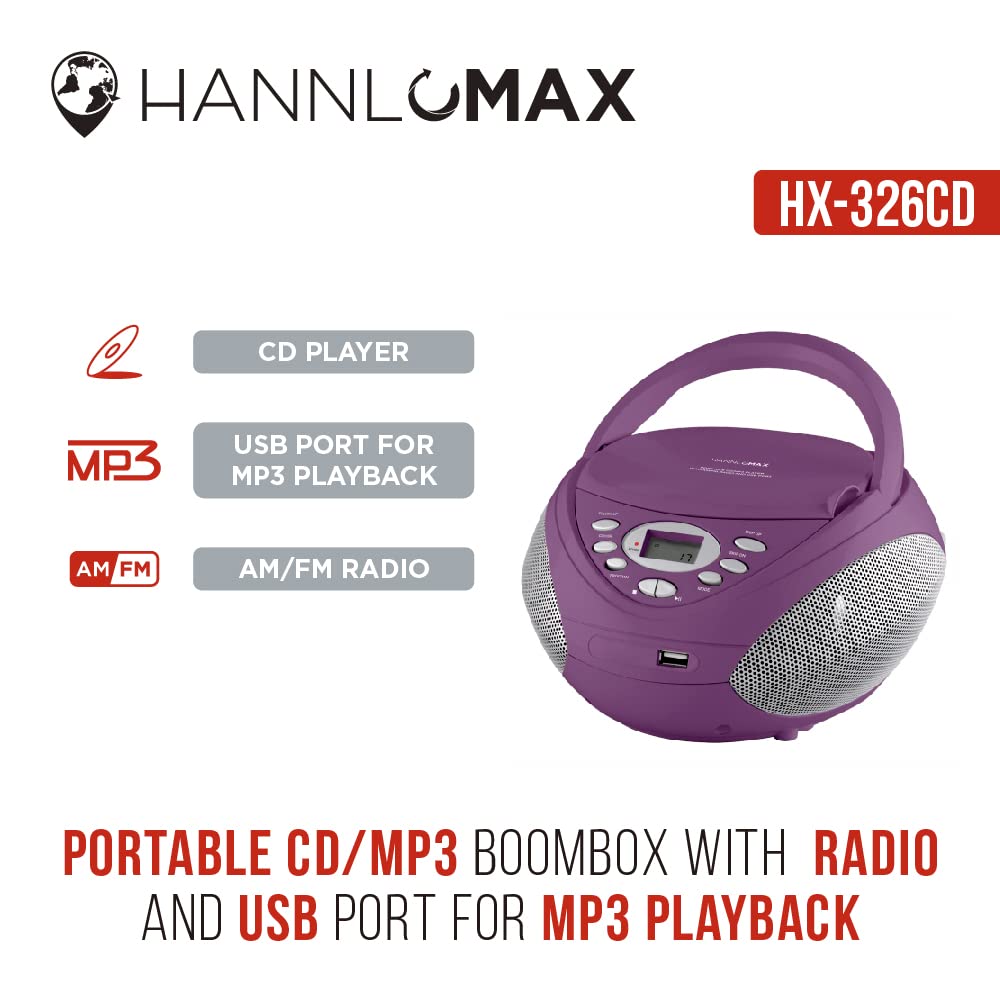 Amazon.com: HANNLOMAX HX-326CD Portable CD/MP3 Boombox, AM/FM